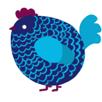 A navy and cerulean chicken with a lace pattern