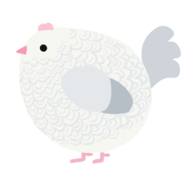 A white and mist chicken with a double-lace pattern