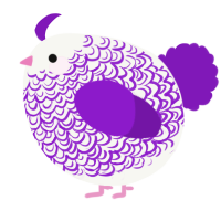 A white and violet chicken with a double-lace pattern