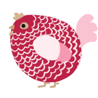 A crimson and rose chicken with a lace pattern