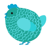 A turquoise and aqua chicken with a lace pattern
