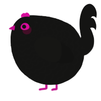 A black chicken with a lace pattern