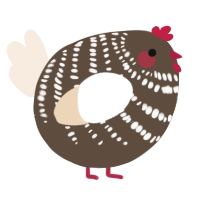 A bark and cream chicken with a bar pattern