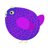 A indigo and amethyst chicken with a lace pattern