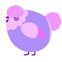 A lilac and lavender chicken with a head pattern