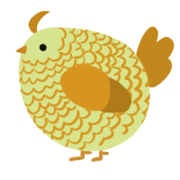 A lemon and ochre chicken with a lace pattern