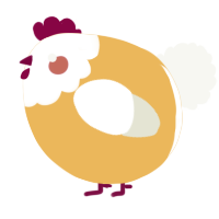 A honey and white chicken with a head pattern