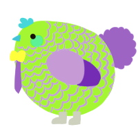 A grass and lilac chicken with a lace pattern