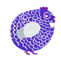 A indigo and mist chicken with a lace pattern