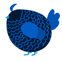 A tumblr and ultramarine chicken with a lace pattern