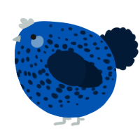 A ultramarine and tumblr chicken with a speckle pattern
