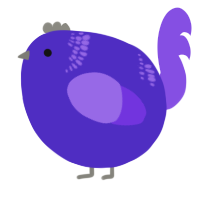 A indigo and blurple chicken with a neck-band pattern