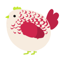 A cream and crimson chicken with a half-lace pattern