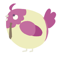 A lemon and plum chicken with a head pattern