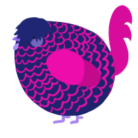 A navy and fuchsia chicken with a lace pattern