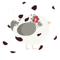 A white and ash chicken with a neck-speckle pattern
