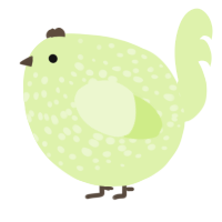 A apple chicken with a speckle pattern