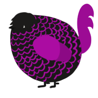 A sable and plum chicken with a lace pattern