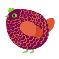 A wine and vermilion chicken with a lace pattern