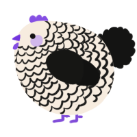A cream and black chicken with a lace pattern