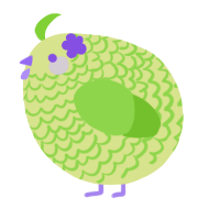 A lemon and grass chicken with a lace pattern