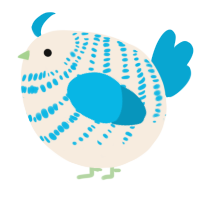 A cream and cerulean chicken with a bar pattern