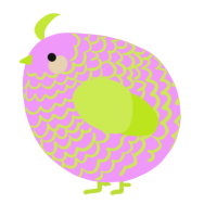 A lavender and lime chicken with a lace pattern