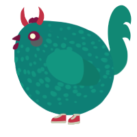 A sea and teal chicken with a speckle pattern