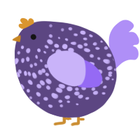 A overcast and lilac chicken with a speckle pattern