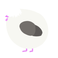 A white and grey chicken