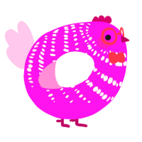 A plum and pink chicken with a bar pattern