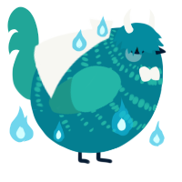 A sea and turquoise chicken with a bar pattern