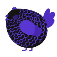 A black and indigo chicken with a lace pattern