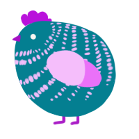 A sea and lavender chicken with a bar pattern