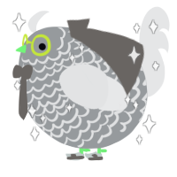 A grey and sable chicken with a lace pattern