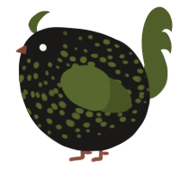 A sable and olive chicken with a speckle pattern