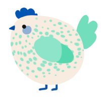 A cream and mint chicken with a speckle pattern