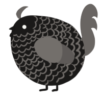 A sable and grey chicken with a lace pattern
