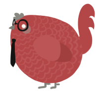 A red chicken with a lace pattern