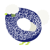 A navy and white chicken with a double-lace pattern
