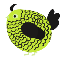A lime and sable chicken with a lace pattern