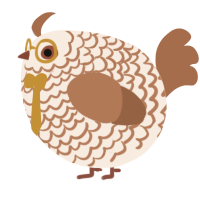 A cream and brown chicken with a lace pattern