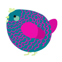 A sea and fuchsia chicken with a lace pattern