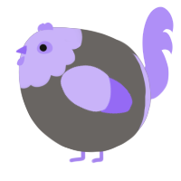 A grey and lilac chicken with a head pattern