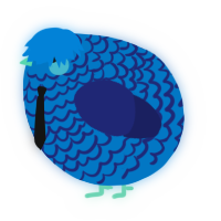 A sapphire and navy chicken with a lace pattern