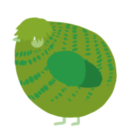 A chartreuse and viridian chicken with a bar pattern