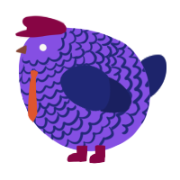 A blurple and navy chicken with a lace pattern