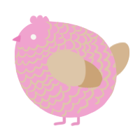 A pink and beige chicken with a lace pattern
