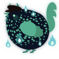 A tumblr and turquoise chicken with a speckle pattern