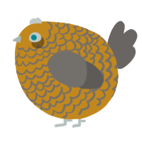 A ochre and grey chicken with a lace pattern